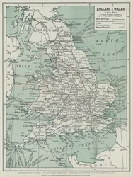 Inghilterra e Galles, Mappa che mostra prodotti, centri commerciali e rotte di trasporto