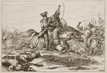 Fuga del Tenente Goreham, illustrazione da Cassells Illustrated History of India di James Grant, pub. 1879