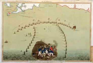 Battaglia memorabile al largo di Capo Trafalgar, 21 ottobre 1805, pubblicata da Laurie & Whittle, 12 dicembre 1805