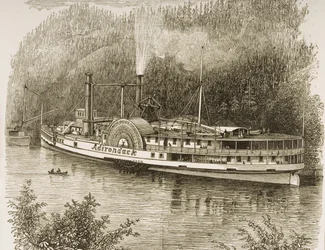 Battello a vapore sul fiume Hudson, c.1870, da 