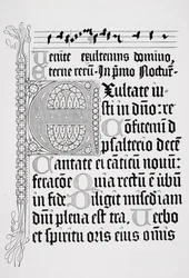 Facsimile di una pagina di un Salterio, stampato da Johann Fust e Petrus Schoiffer, Magonza, 1459