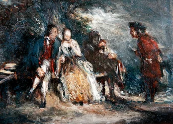 Quattro figure, due delle quali amanti, in conversazione, c.1800