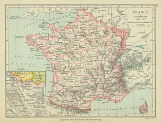 Francia in Dipartimenti (litografia a colori)
