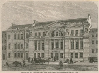 Facciata della nuova Freemasons Hall, Great Queen Street, Lincolns Inn Field, Londra