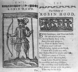 Frontespizio e righe iniziali di La storia di Robin Hood