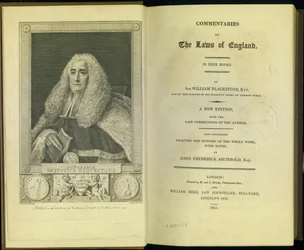 Frontespizio e pagina del titolo di Commentaries on the Laws of England in Four Books, di Sir William Blackstone, Knt., pubblicato da M. and S. Brooke, Londra, 1811