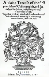 Frontespizio di A Plain Treatise of the First Principles of Cosmographie di Thomas Blundeville, pubblicato nel 1594