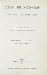 Frontespizio di Alice attraverso lo specchio di Lewis Carroll (1833-98), pubblicato da Macmillan, 1872
