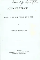 Frontespizio di Notes on Nursing: What it is, and What it is not di Florence Nightingale, pubblicato nel 1860