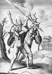 Germani, illustrazione da I Commentari di Cesare tradotti in inglese da William Duncan, inciso da Cornelis Huyberts, pubblicato 1753