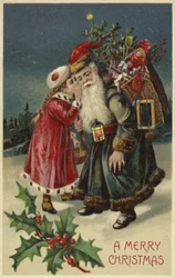 Ragazza che parla con Babbo Natale