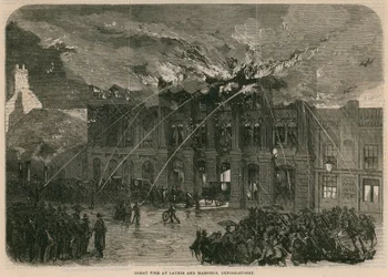 Grande incendio a Laurie e Marner, Oxford Street, Londra