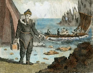 Donna e barca della Groenlandia, 1779 circa (incisione)
