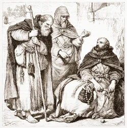 Gruppo di frati mendicanti, illustrazione da La storia del protestantesimo di James Aitken Wylie (1808-1890), pub. 1878