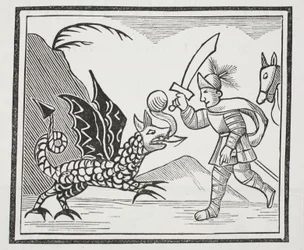 Guy e il drago della Northumbria, illustrazione da Chap-books del XVIII secolo di John Ashton, pub. 1882