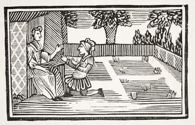 Guy corteggia Fair Phillis, illustrazione da Chap-books del XVIII secolo di John Ashton, pub. 1882