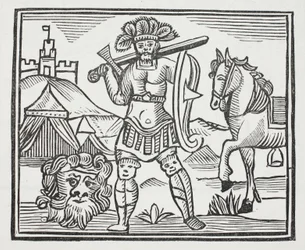 Guy dopo aver ucciso Armarant, illustrazione da Chap-books del XVIII secolo di John Ashton, pub. 1882