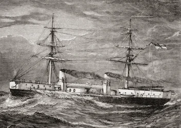 HMS Inflexible, Incrociatore da battaglia classe Invincible della Royal Navy britannica, illustrazione da 