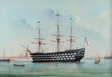 HMS Victory nel porto di Portsmouth, c.1860