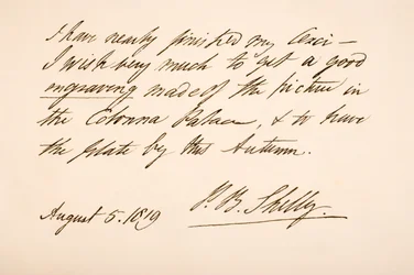 Scrittura e firma di Percy Bysshe Shelley, 1819