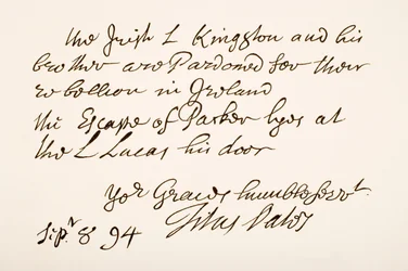 Scrittura e firma di Titus Oates, 1694