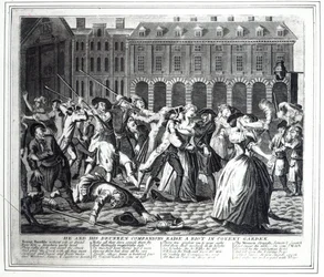 Lui e i suoi compagni ubriachi scatenano una rivolta a Covent Garden, da una serie pirata basata su 