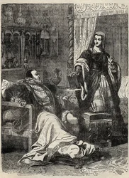 Enrico VIII e la Regina Caterina Parr - incisione da 