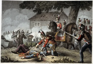 Guardia a cavallo sul campo di battaglia di Waterloo in 