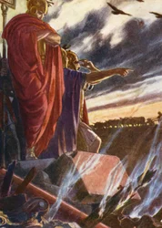 Illustrazione di storie della storia romana (litografia a colori)