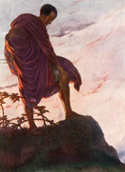 Illustrazione di storie della storia romana (litografia a colori)
