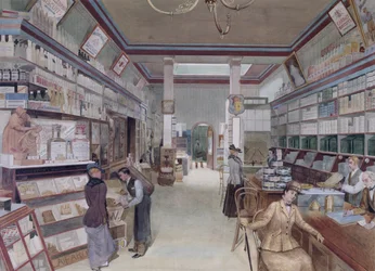 Interno di un negozio londinese, fine del XIX secolo