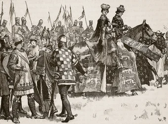 Intervista tra Becket e re Enrico, illustrazione da Cassells Illustrated History of England