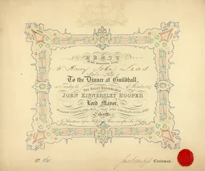 Invito a un banchetto alla Guildhall, Londra, il 9 novembre 1847