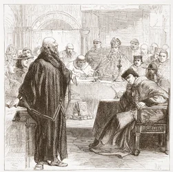 Gerolamo parla al suo processo, illustrazione da La storia del protestantesimo di James Aitken Wylie (1808-1890), pub. 1878