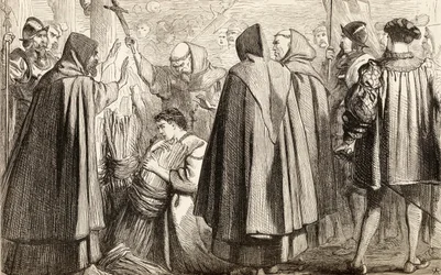 John Frith in procinto di essere bruciato sul rogo per eresia nel 1533, c.1865