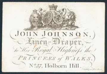 John Johnson, venditore di lino, biglietto da visita
