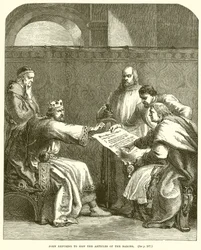 Giovanni che rifiuta di firmare gli articoli dei baroni