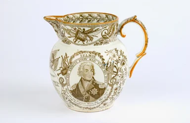 Brocca con disegni a trasferimento che commemorano le battaglie e gli onori di Horatio Nelson (1758-1805) c.1805
