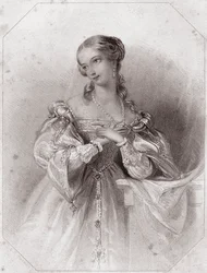 Giulietta (Romeo e Giulietta) in - "Galleria delle donne di Shakespeare, collezione di quarantacinque ritratti seri dei primi artisti londinesi, arricchita di avvisi critici e letterari" circa 1838 - da "Galleria delle donne di Shakespeare, Col