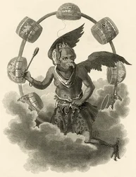 Giove, un idolo dei Cinesi, illustrazione da The World: or the present State of the Universe, being a General and Complete Collection of Modern Voyages and Travels, di Cavendish Pelham, pubblicato a Londra