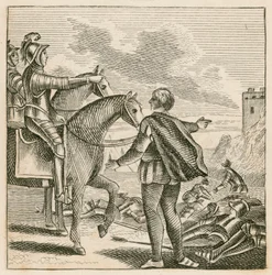Re Enrico V osserva il campo di battaglia dopo la sconfitta dei francesi ad Agincourt