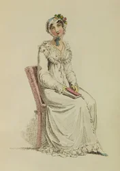 Abito da mattina per signore, tavola di moda da Ackermanns Repository of Arts, 1815