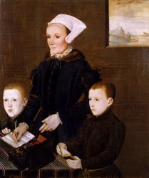 Lady Ingram e i suoi due figli Martin e Steven) di English School