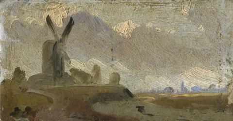 Paesaggio con mulino a vento