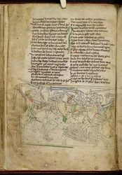 Lansdowne 782 f.26v Una battaglia tra cavalieri a cavallo, da 