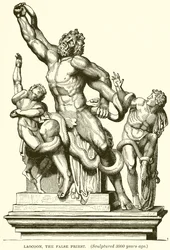 Laocoonte, il falso sacerdote. (Scolpito 3000 anni fa) (incisione)