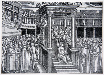 Latimer che predica davanti a Edoardo VI, illustrazione da The History of the Nation