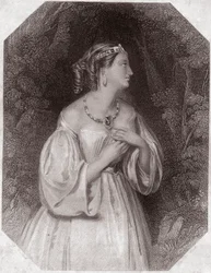 Lavinia, figlia di Tito, fidanzata di Bassiano (Tito Andronico o La Tres Lamentable Tragedia Romana di Tito Andronico) in - 