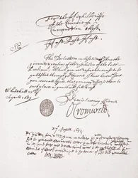 Lettera di Oliver Cromwell, aprile 1653