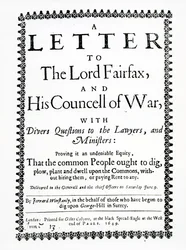 Lettera a Lord Fairfax da Gerrard Winstanley (c.1609-60) per conto dei Diggers a St. George Hill, Surrey, stampata nel 1649